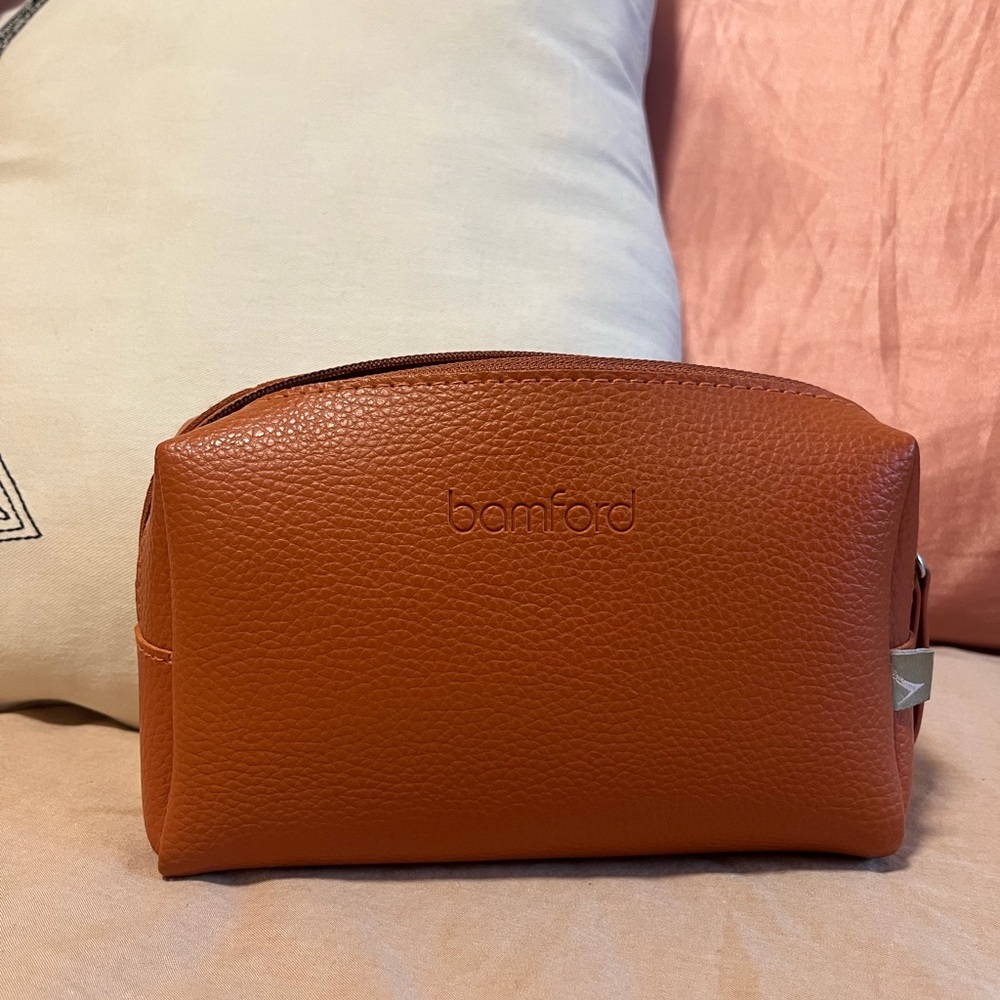 Bamford Burnt Orange Toiletry Pouch + Free Toiletries